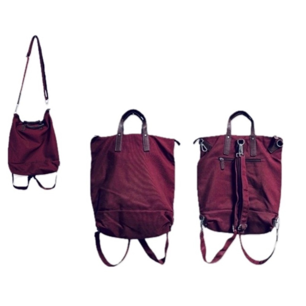 Germany - Burgundy Long 2-way Versatile Backpack with Back and Crossbody Straps